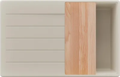 Produktbild von PRIMAGRAN Spülbecken Beige 78x50cm, Granitspüle 1 Becken + Ablauf-Set + Schneidebrett, Küchenspüle ab 45er Unterschrank - Kopenhagen