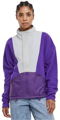 Obrázok produktu pre Dámska fleecová bunda Urban Classics Ladies Polarfleece Track Jacket realviolet/lightasphalt - 5XL