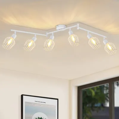 Immagine prodotto di ZMH lampada da soffitto 6 fiamme E14 faretto da soffitto - luci da soffitto bianco retro lampada da soffitto ruotabile 350° LED per corridoio camera da letto soggiorno cucina