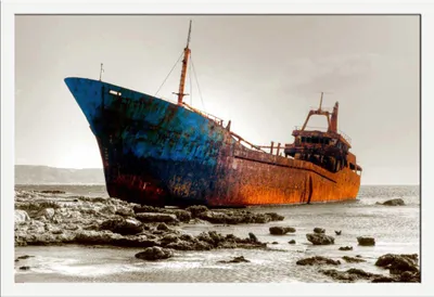 Image de Colourlight - Poster - Shipwreck + cadre amovible, Shinsuke® Maxi MDF blanc, vitre acrylique