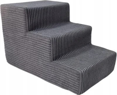 Produktbild von Hundetreppe mit 3 Stufen - Hunderampe für Bett, Sofa, Couch und Auto - Graphit , Maße 30 cm x 50 cm x 30 cm