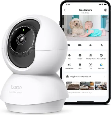 Produktbild von Tapo C230 3K 5MP Überwachungskamera innen 360°, WLAN 2,4GHz, KI-Erkennung, Nachtsicht, Bewegungserkennung, Zwei-Wege-Audio, Kompatibel mit Alexa und Google Assistant, microSD bis 512 GB