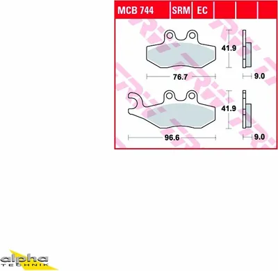 Produktbild von TRW Bremsbelagsatz MCB744 Vespa GTS250 M45 Sportcity 50 SB Variant 125 Sport SG Nexus 250 M35