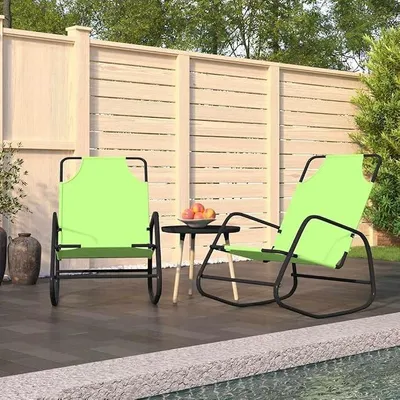 Produktbild von 2er Set Schaukelliegen Grün aus pulverbeschichtetem Stahl und atmungsaktivem Textilene 89 x 58 x 93,5 cm, Gartenliege, Liegestuhl, Deckchair für Balkon Terrasse Pool Outdoor Camping