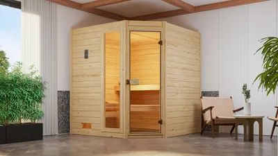 Produktbild von weka Massivholz-Sauna VALIDA Gr. 2 Sparset 7,5 kW OS inkl. digitaler Steuerung, Glastür und Fenster x B x T x H x 189 x 172 x 204