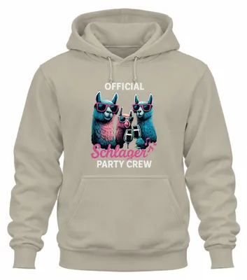 Produktbild von Schlager Party Crew Offiziell Alpaka Lama Prosecco Musik Hoodie Kapuzenpullover, Natur, XL