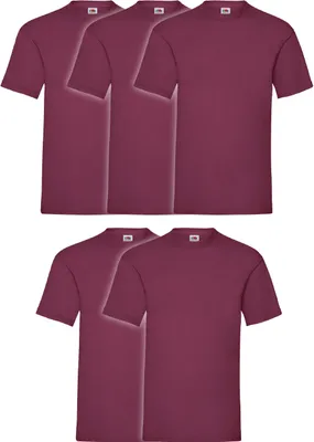 Produktbild von 5er Pack Fruit of the Loom Valueweight T-Shirt + GRATIS MyShirt Stoffbeutel Farbe: burgund Größe: S