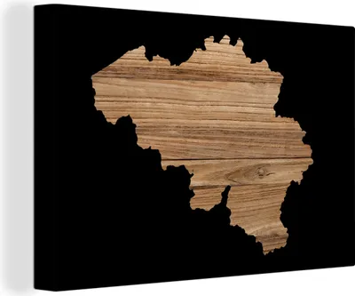 Obrázok produktu pre OneMillionCanvasses® - Plátno - 140x90 cm, Mapa - Belgicko - drevo, nástenná umelecká tlač nástenná dekorácia