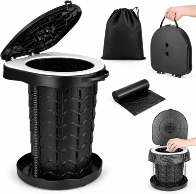 Productafbeelding van Camping toilet 220 kg, met deksel, inclusief 10 zakken, voor op reis