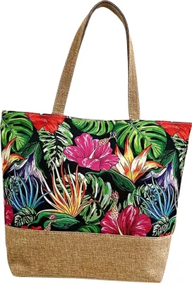 Produktbild von Damen-Shopper aus Baumwolle mit Blumenmuster zum Einkaufen am Strand