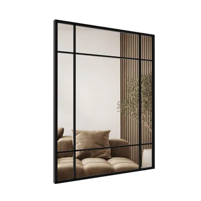 Image de Miroir mural STYLER HARRY LOFT, 69x95 cm, rectangulaire, cadre en métal noir, design industriel, idéal pour l'entrée, le salon ou la chambre