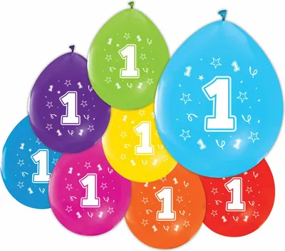 Image de Ballons imprimés de 2 côtés numéro 1, 8st.