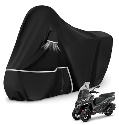 Image de Housse de moto d'extérieur, adaptée au Piaggio MP3 400/500 (sans top case), résistante à l'eau et aux intempéries, en tissu Oxford 420D, noire.