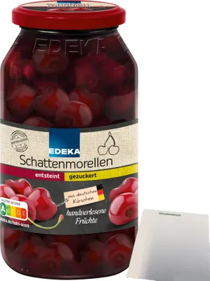 Produktbild von Edeka Schattenmorellen entsteint gezuckert (680g Glas) + usy Block