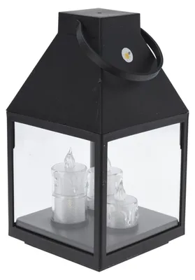 Produktbild von Advents-Laterne mit LED 25 cm – Lampion mit 3 Kerzen, Weihnachtsdeko