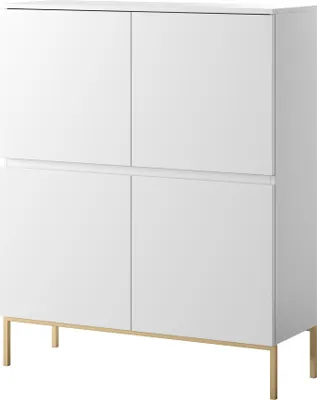 Produktbild von Selsey Bemmi - Highboard 4-türig Weiß mit goldenen Metallfüßen, 100 cm