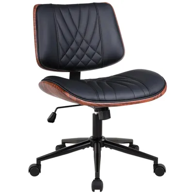 Produktbild von IWMH Bürostuhl ohne Armlehne, Drehstuhl mit Kunstleder mittelhoher Rückenlehne, Höhenverstellbar Schreibtischstuhl, Stuhl für Schminktisch Computer