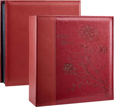 Produktbild von Fotoalbum 1000 Fotos 15x10 cm Ledereinband Hochzeit Familie Rot