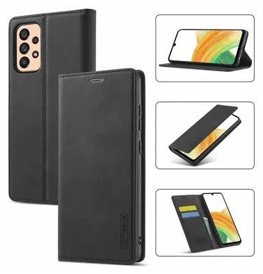 Obrázek produktu pro Galaxy A23 Kožené pouzdro s funkcí stojánku a držákem karet, peněženkový design pouzdro pro Samsung Galaxy A23 5G / 4G černé