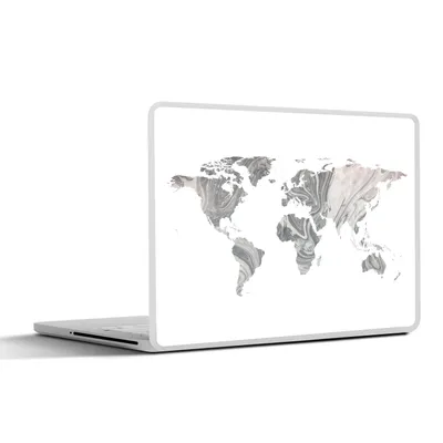 Produktbild von MuchoWow® Laptop Aufkleber Sticker Cover Weltkarte - Farbe - Grau 40x30 cm - Laptop Dekoration - Selbstklebend