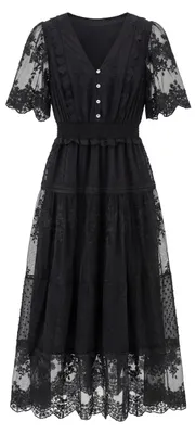 Produktbild von Damen Maxikleid mit V-Ausschnitt, Schwarz, Größe M