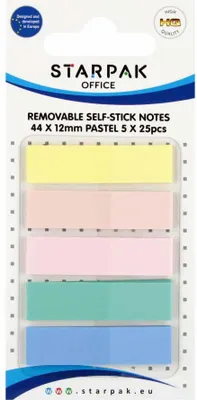 Produktbild von Selbstklebende Notizzettel 44x12mm, 5 Pastellfarben