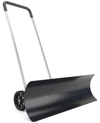 Productafbeelding van Grote sneeuwschep, 95 cm extra breed, aluminium sneeuwschep met wielen, verstelbare en antislip handgreep, schuine steel