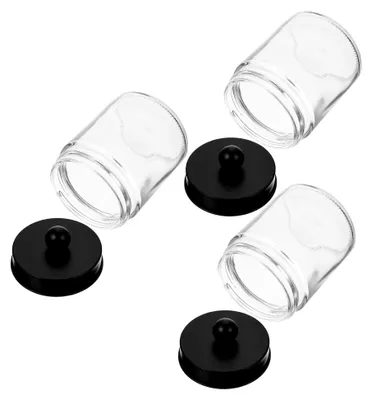 Produktbild von 3er Set Glasbehälter mit Edelstahldeckel als transparenter Badezimmerorganizer