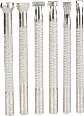 Produktbild von 6er-Set Leder-Werkzeug mit Fischmotiv – Leder-Stempel – Griff mit Anti-Rutsch-Beschichtung – DIY-Handwerkzeug.