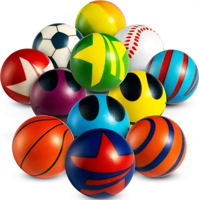 Produktbild von Mini Stressballen Sortiment - Bulk 51 cm Weiches Spielzeug Vielfaltspaket - Drückbare Sensorische Fidget Bälle - Kinder Geburtstagsgeschenke - Jungen & Mädchen