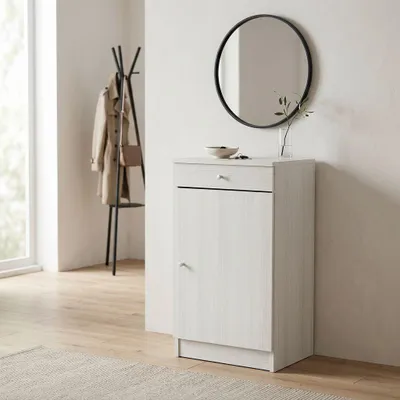 Immagine prodotto di Milani Home - mobile ingresso portaoggetti con anta e cassetto, effetto legno chiaro, 46 x 34 x 80 cm