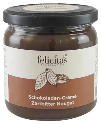 Produktbild von Zartbitter-Nougat Schokoladen-Creme von der Confiserie Felicitas (400 g)