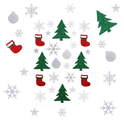 135 Glitzer-Weihnachtsaufkleber, Sterne & Schneeflocken, selbstklebend