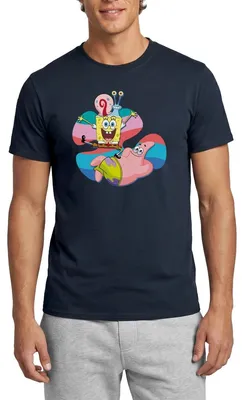 Produktbild von Spreadshirt SpongeBob Schwammkopf Patrick Gary Die Schnecke Männer T-Shirt, L, Navy