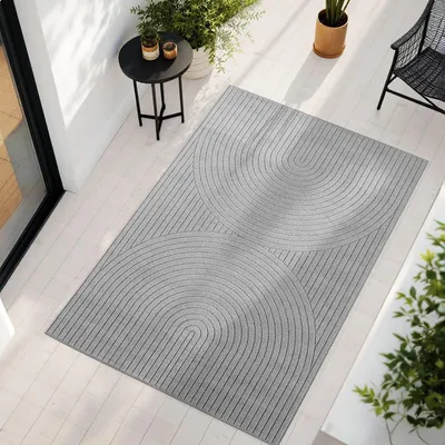 Produktbild von Teppium Outdoor Teppich, Modern Boho Design, 3D Effekt, Robust und UV-Beständig, ideal für Terrasse Wohnzimmer & Küche, Grösse: 240x340 cm