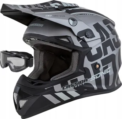 Produktbild von Cassida Crosshelm Cross Cup Sonic schwarz/grau matt L (59 - 60cm) + CROSSBRILLE + STURMHAUBE