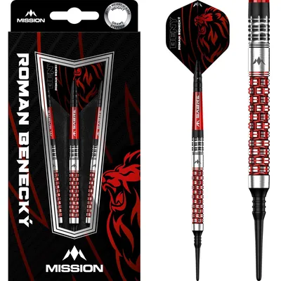 Produktbild von Mission | Roman Benecký | Softdarts | 90% Tungsten | 18g | Black‑Red PVD | Dartpfeile Set