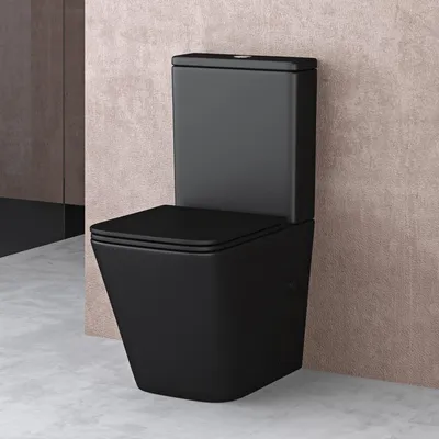 Image de doporro WC à Poser Céramique Noir Mat Toilette avec Réservoir de Toilette Abattant Silencieux avec Frein de Chute Stand112T