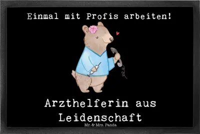 Produktbild von Mr. & Mrs. Panda Fußabtreter Arzthelferin Leidenschaft 40 x 60 cm - Schwarz - Geschenk, krank, Medizinische Fachangestellte, Fussmatte, fußmatte, Schmutzfangmatte, Lustig