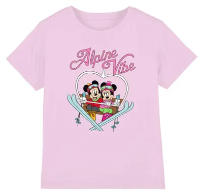 Image de T-shirt pour filles, motif Mickey Mouse, style "Alpine Vibes", couleur rose, taille 5-6 ans