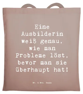 Produktbild von Mr. & Mrs. Panda Shopping Tasche Spruch Ausbilderin Weisheit - Braun Pastell - Geschenk, kreative Geschenke, Lehren, Laptoptasche, canvas, Jutebeutel, Lehrerin, Mentorin