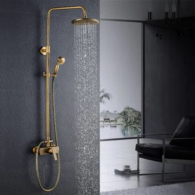 Produktbild von AURALUM Duschsäule mit thermostat Quartett Kupfer antiken Duschkopf Handbrause