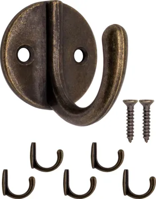 Produktbild von 'FUXXER® - 5x Garderoben-Haken, Handtuch-Haken, Kleider-Haken, Eisen-Haken, Wand-Haken, bronze'