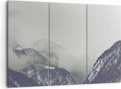 Produktbild von Bild auf Leinwand - Leinwandbild - 3 Teile - Berge Wald Nebel - 105x70cm - Wand Bild - Wanddeko - Wandbilder - Leinwanddruck - Bilder - Wanddekoration - Leinwand bilder - Wandbild - CE105x70-4270