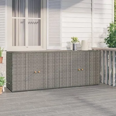 Produktbild von Gartenschrank für den außenbereich Outdoorschrank wetterfest Balkonschrank Terrassenschrank Aufbewahrungsschrank Poly Rattan für Garten,Terrasse-Grau-198 x 55,5 x 80 cm