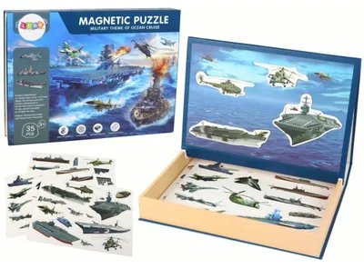 Produktbild von Lean Toys Ein Set lehrreicher Magnetpuzzles mit Militärschiffmotiv