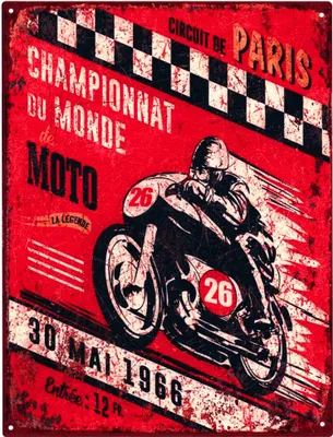 Produktbild von Moritz Deko Blechschild Motorradrennen Circuit De Paris Metallschild Retro Vintage-Design zur Dekoration Wanddekoration