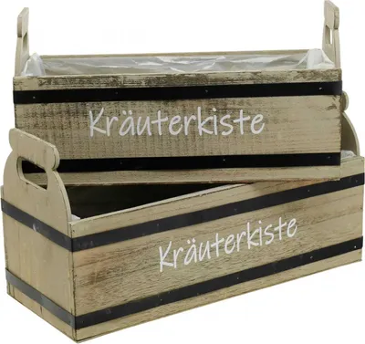 Produktbild von Kräuterkiste aus Holz im Vintage-Stil mit Pflanzfolie