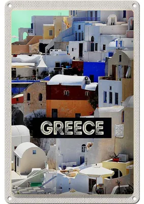 Produktbild von Blechschild Reise 20x30cm Greece Griechenland Häuser Urlaub