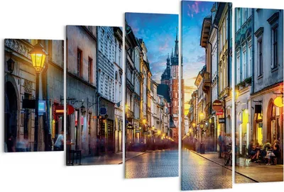 Produktbild von Bild auf Leinwand - Leinwandbild - 5 Teile - Krakau Kirche Mariacki - 150x100cm - Wand Bild - Wanddeko - Wandbilder - Leinwanddruck - Bilder - Wanddekoration - Leinwand bilder - EG150x100-4722